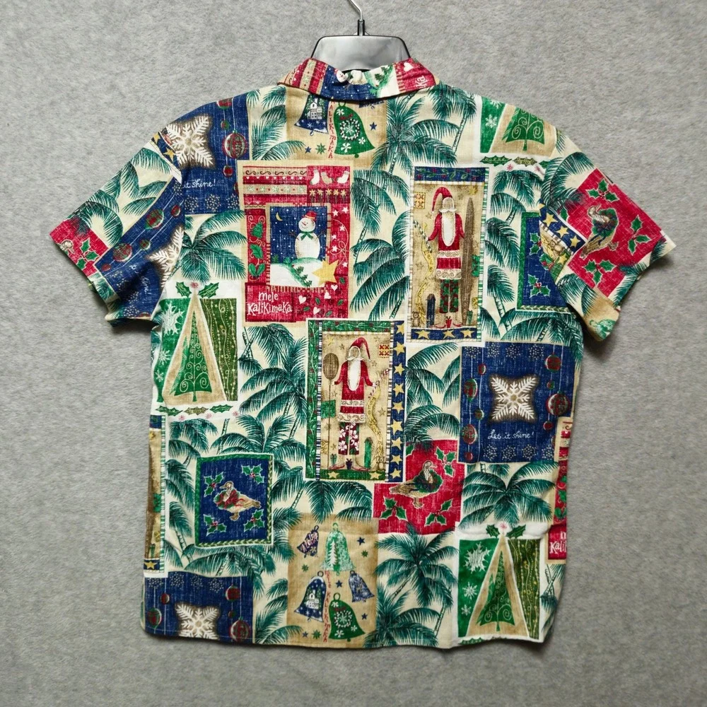 Reyn Spooner Mele Kalikimaka Shirt Womens M Vintage Christmas Hawaiian Holiday
